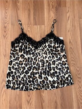 NWT BP Leopard Print Lace-Trim Cami Top